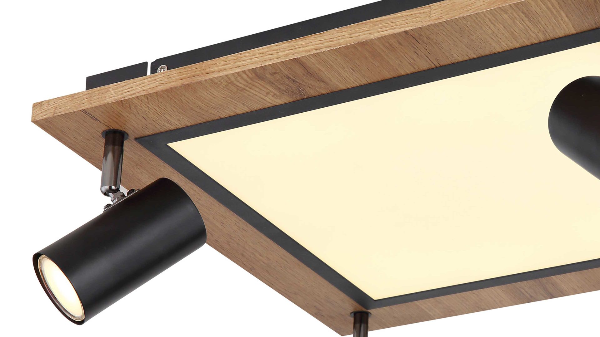 Strahler / Spot Globo lighting aus Holz in Holzfarben GLOBO Leuchten Serie Ulla - Deckenstrahler dunkles Holz & Mattschwarz - ca. 45 x 45 cm