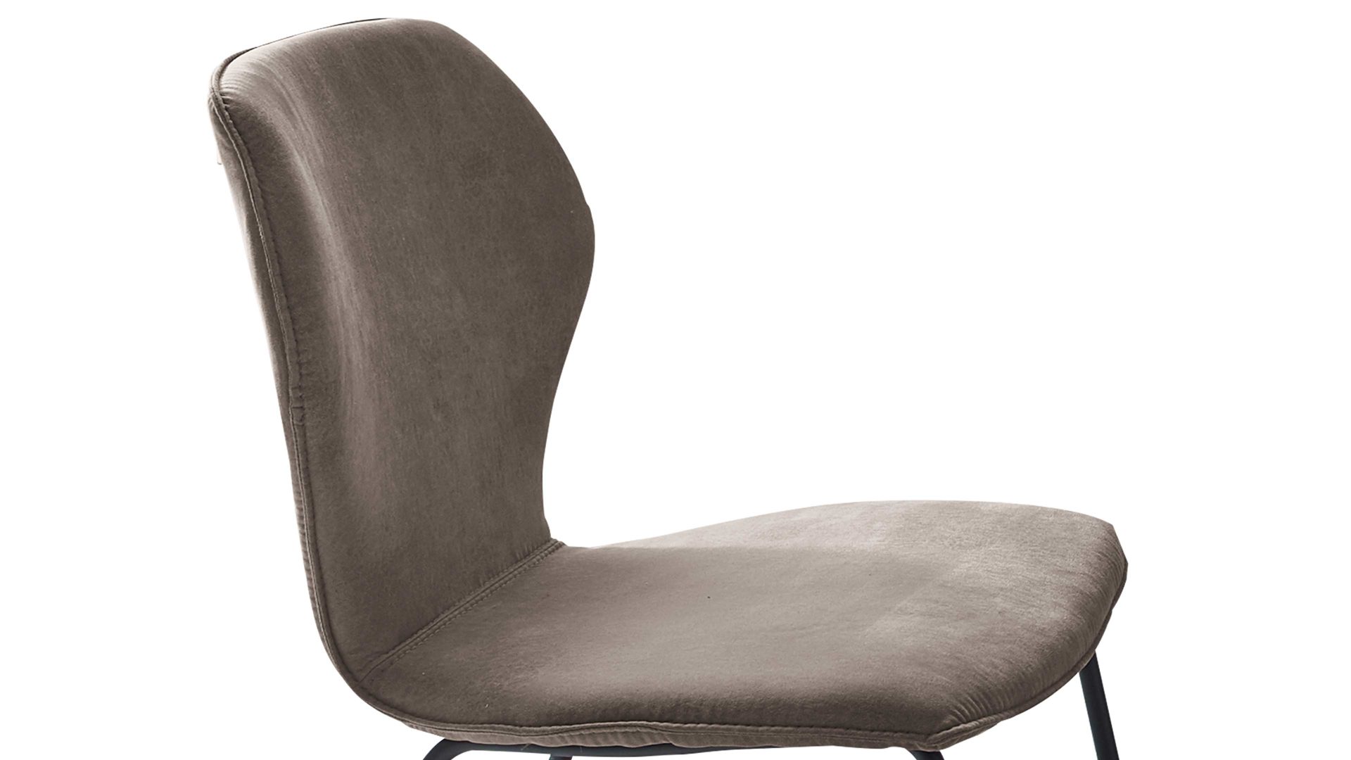 Polsterstuhl Niehoff sitzmoebel aus Stoff in Grau NIEHOFF SITZMÖBEL Polsterstuhl Milton steinfarbene Mikrofaser Aberdeen & schwarzes Eisengestell