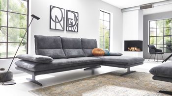 Ecksofa W.schillig i. i. aus Stoff in Dunkelgrau W.SCHILLIG Polsterserie Broadway - Ecksofa elephantgrauer Bezug V52 23 - Stellfläche ca. 291 x 164 cm