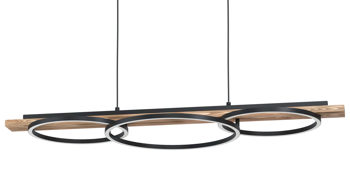 Pendelleuchte Eglo aus Metall in Schwarz EGLO Leuchten Serie Boyal - Hängelampe schwarzer Stahl & Pinienholz - Länge ca. 101 cm