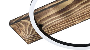 Deckenleuchte Eglo aus Holz in Holzfarben EGLO Leuchten Serie Boyal - Deckenlampe Pinienholz & schwarzer Stahl - Länge ca. 78 cm