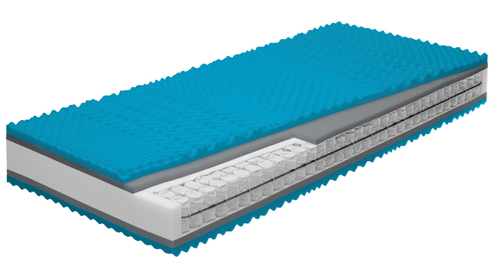 Federkernmatratze comfortmaster besser sitzen, liegen, leben aus Stoff in Weiß Comfortmaster Matratze Exklusiv T H3, Taschenfederkern – Liegefläche ca. 90 x 200 cm