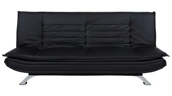 Schlafsofa Actona group aus Stoff in Schwarz Schlafsofa Faith - Schlafcouch als vielseitiges Polstermöbel schwarzes Kunstleder & Chromfüße