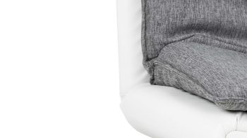 Schlafsofa Actona group aus Stoff in Grau Schlafsofa Faith - Schlafcouch als vielseitiges Polstermöbel hellgrauer Stoffbezug PorterYL26-16 & weißes Kunstleder, Chromfüße