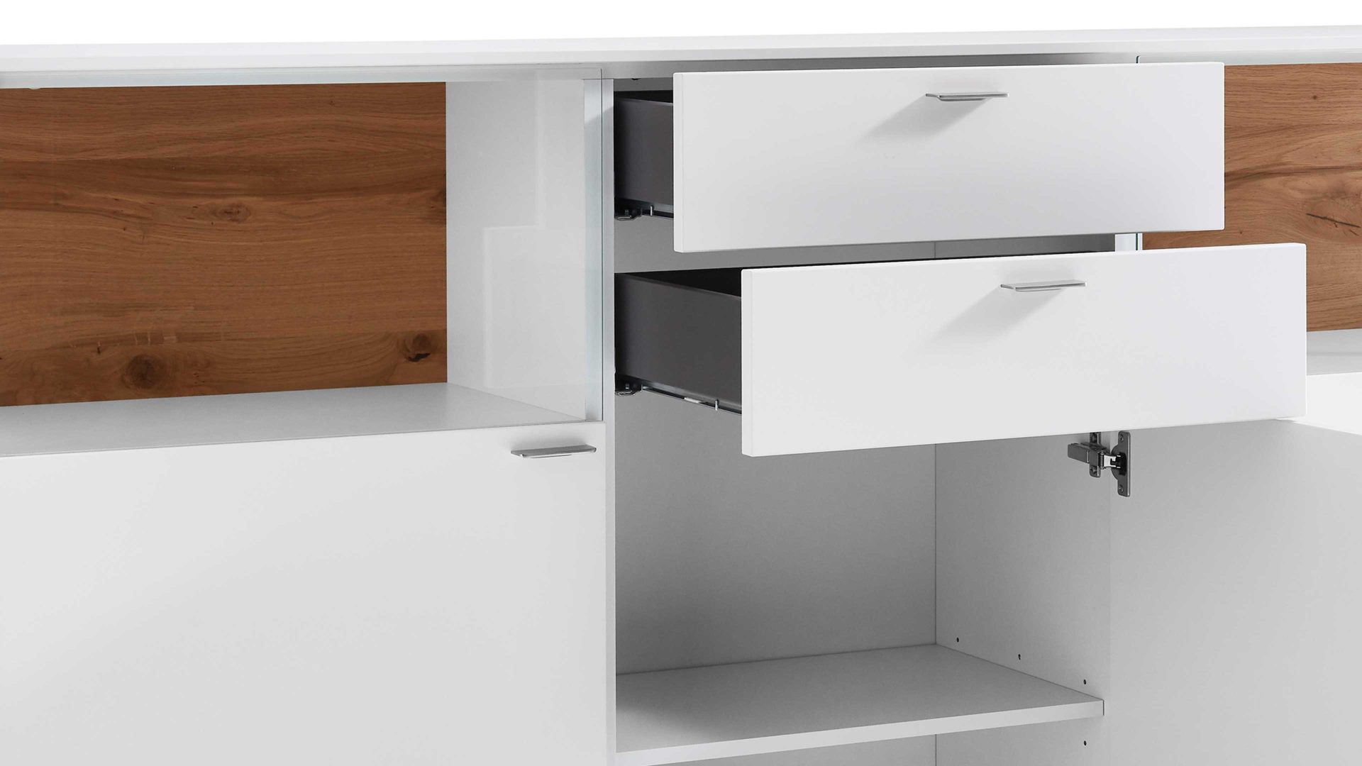 Sideboard Venjakob aus Kunststoff in Weiß VENJAKOB Wohnprogramm Sentino 3000 - Sideboard kristallweiße matte Lackoberflächen – ca. 182 x 105 x 43 cm