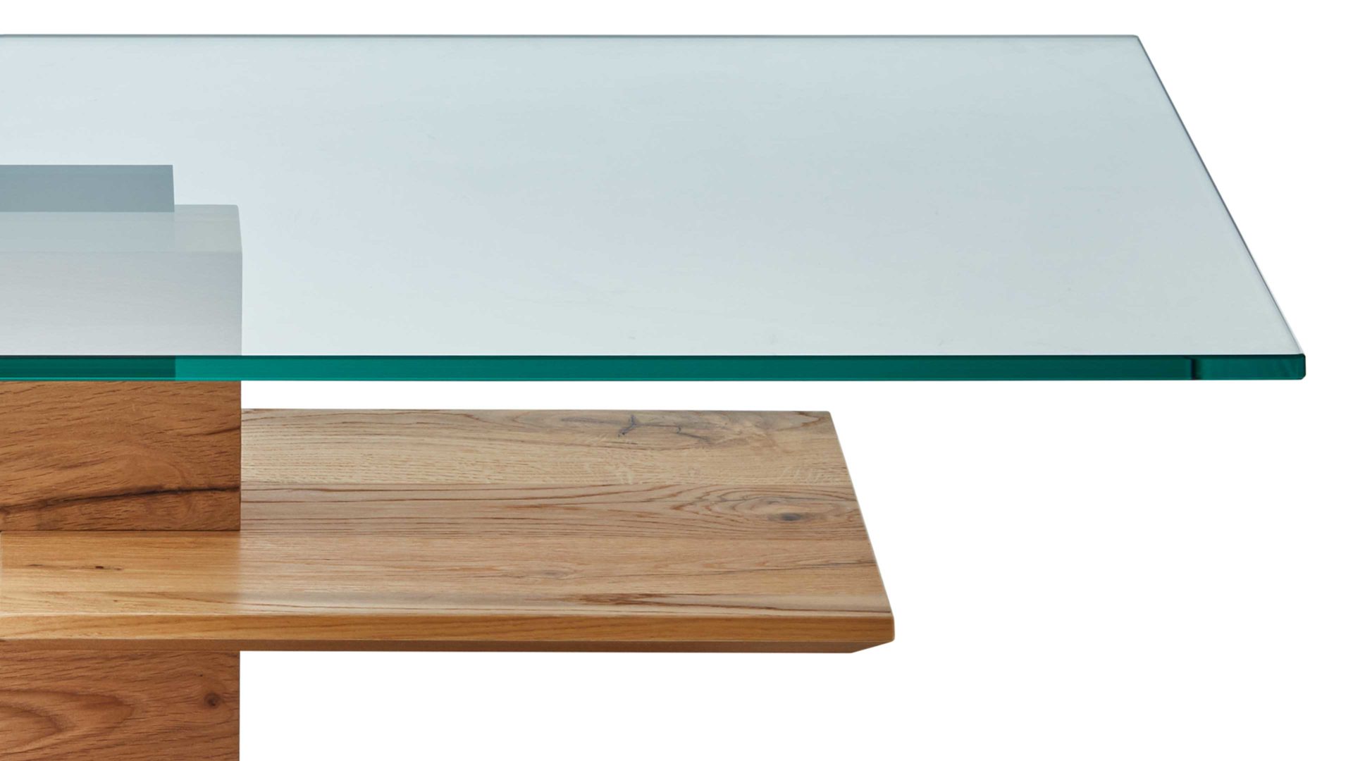 Couchtisch Venjakob aus Glas in Transparent VENJAKOB Couchtisch 4420 Klarglas & rustico hell geölte Eiche - ca. 115 x 70 cm