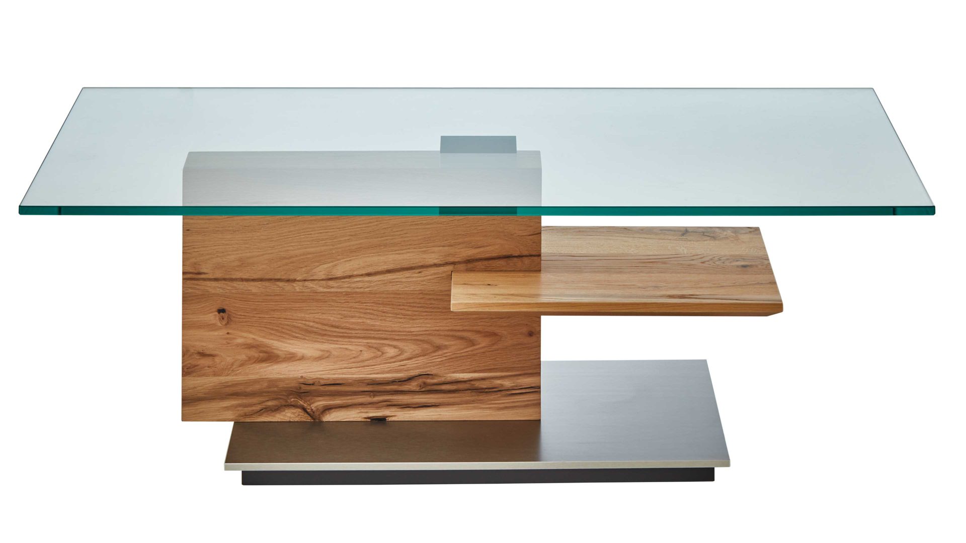 Couchtisch Venjakob aus Glas in Transparent VENJAKOB Couchtisch 4420 Klarglas & rustico hell geölte Eiche - ca. 115 x 70 cm