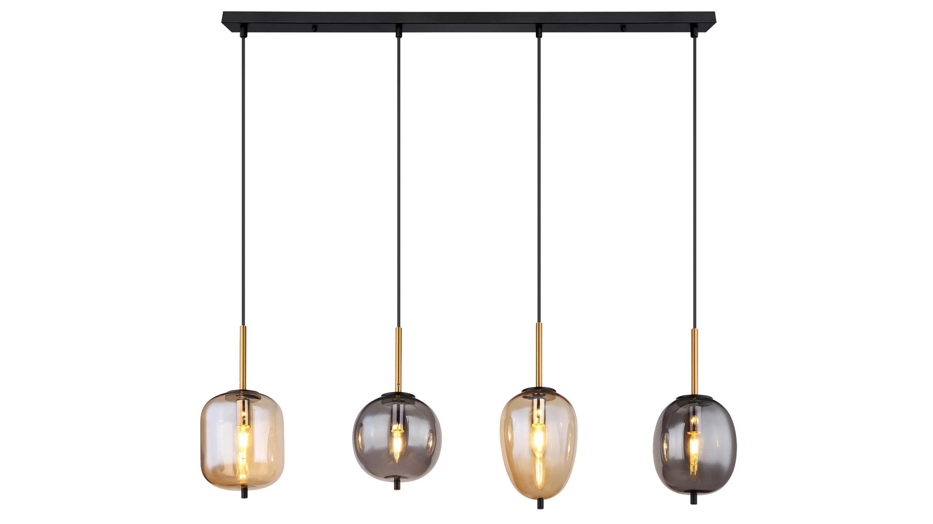 Pendelleuchte Globo lighting aus Glas in Schwarz GLOBO Leuchten Serie Blacky - Hängelampe Rauch, Amber & Schwarz - Länge ca. 100 cm