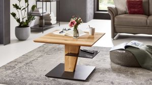 Couchtisch Vierhaus aus Holz in Holzfarben vierhaus Lift-Couchtisch Wildeiche & Marmara Nero - ca. 70 x 70 cm