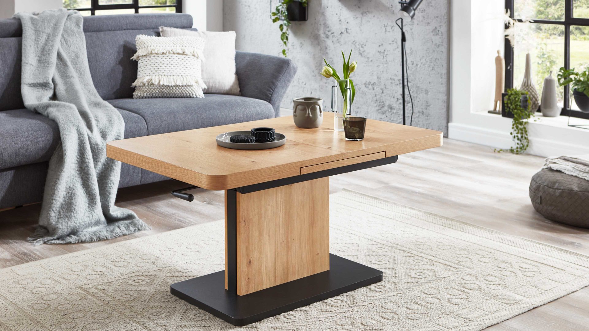 Couchtisch Vierhaus aus Holz in Holzfarben vierhaus Lift & Auszug-Couchtisch Wildeiche - ca. 110 x 55 cm