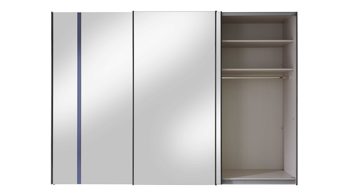 Kleiderschrank Staud aus Holz in Grau STAUD Schwebetürenschrank Sinfonie Plus Vulkan & Grauspiegel – drei Türen, Breite ca. 298 cm