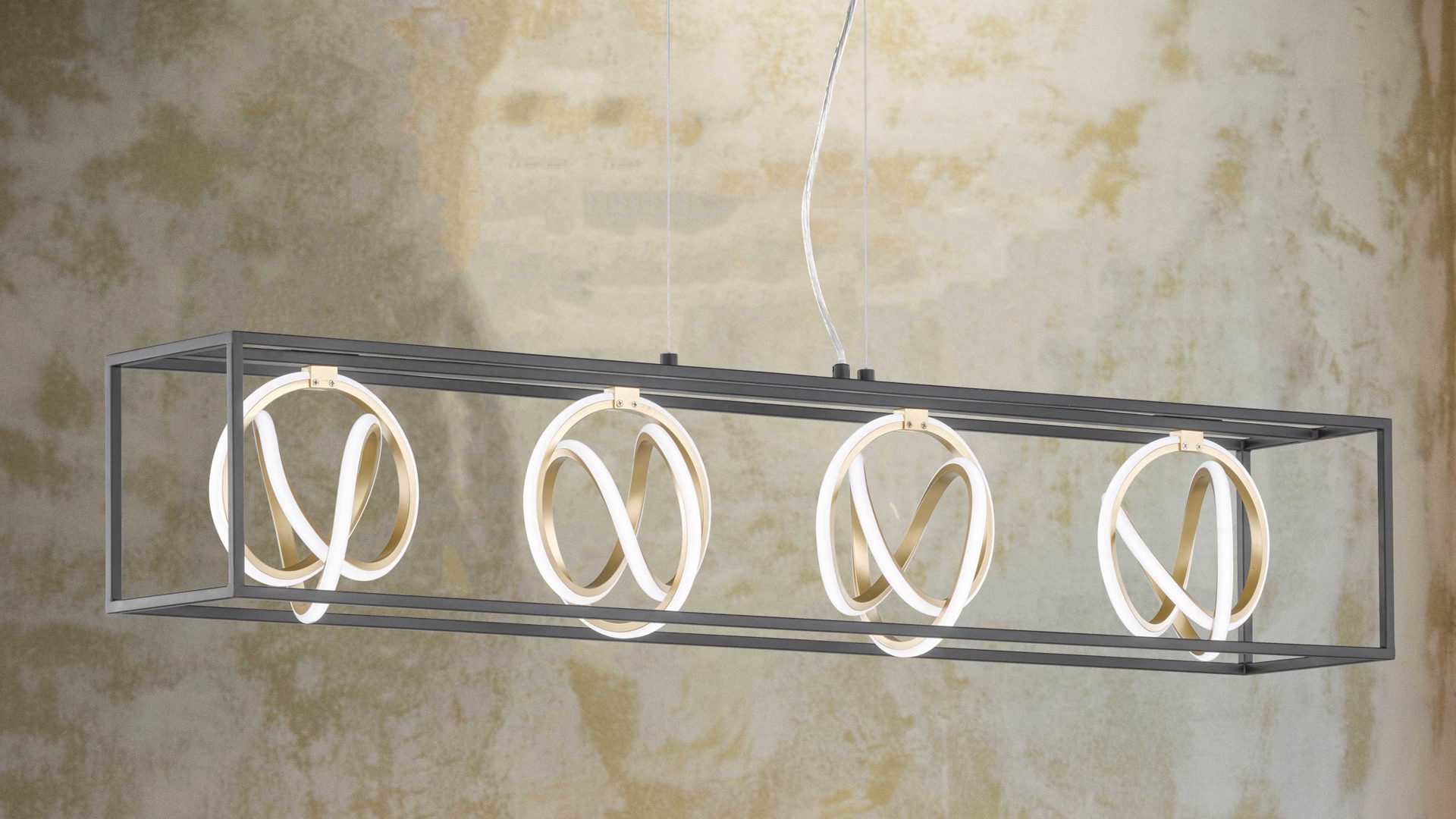 Pendelleuchte Fh fischer & honsel aus Metall in Schwarz FH Hängeleuchte Gisi Schwarz & Gold - Länge ca. 110 cm