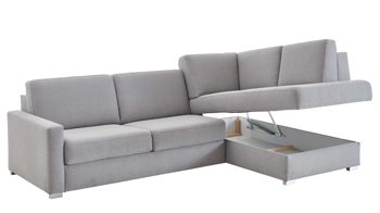Ecksofa comfortmaster besser sitzen, liegen, leben aus Stoff in Hellgrau Comfortmaster Ecksofa Molto mit Faltbett-Funktion grauer Bezug 6368 & Chromfüße - Stellfläche ca. 285 x 176 cm