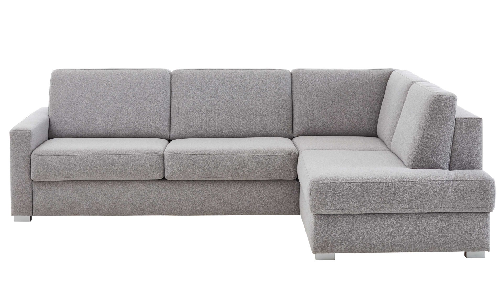 Ecksofa comfortmaster besser sitzen, liegen, leben aus Stoff in Hellgrau Comfortmaster Ecksofa Molto mit Faltbett-Funktion grauer Bezug 6368 & Chromfüße - Stellfläche ca. 285 x 176 cm