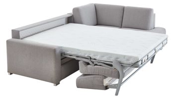 Ecksofa comfortmaster besser sitzen, liegen, leben aus Stoff in Hellgrau Comfortmaster Ecksofa Molto mit Faltbett-Funktion grauer Bezug 6368 & Chromfüße - Stellfläche ca. 285 x 176 cm