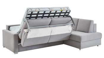 Ecksofa comfortmaster besser sitzen, liegen, leben aus Stoff in Hellgrau Comfortmaster Ecksofa Molto mit Faltbett-Funktion grauer Bezug 6368 & Chromfüße - Stellfläche ca. 285 x 176 cm