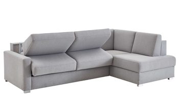 Ecksofa comfortmaster besser sitzen, liegen, leben aus Stoff in Hellgrau Comfortmaster Ecksofa Molto mit Faltbett-Funktion grauer Bezug 6368 & Chromfüße - Stellfläche ca. 285 x 176 cm