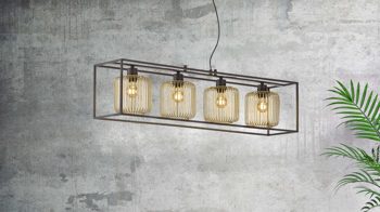 Pendelleuchte Fh fischer & honsel aus Metall in Schwarz FH Hängeleuchte Caydo Sandschwarz & Gold  - Länge ca. 110 cm