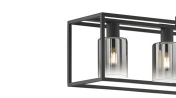 Pendelleuchte Fh fischer & honsel aus Glas in Dunkelgrau FH Hängeleuchte Iska Rauchglas & schwarzes Metall - Länge ca. 95 cm