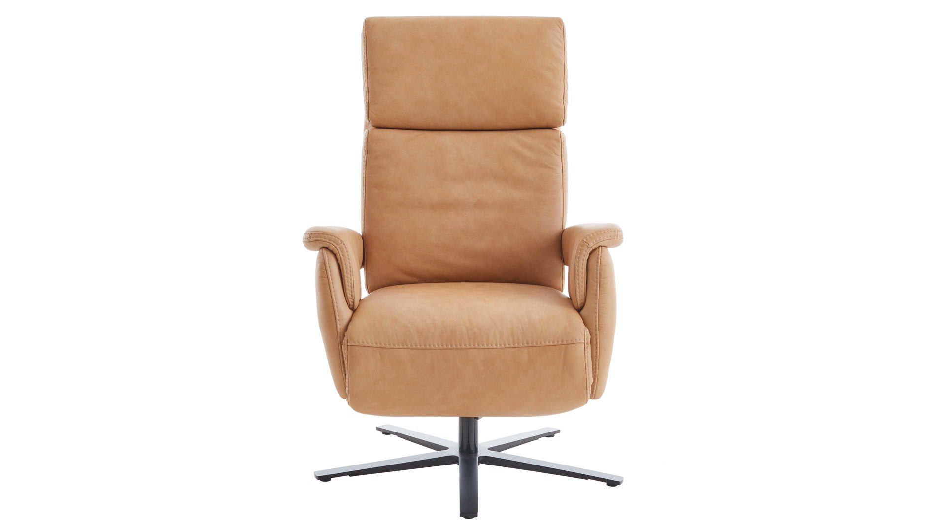 Relaxsessel OrthoSedis aus Leder in Hellbraun Polsterprogramm OrthoSedis 6.0 - Relaxsessel honigfarbenes Leder Punch & schwarzer Sternfuß - Ergonomie M2