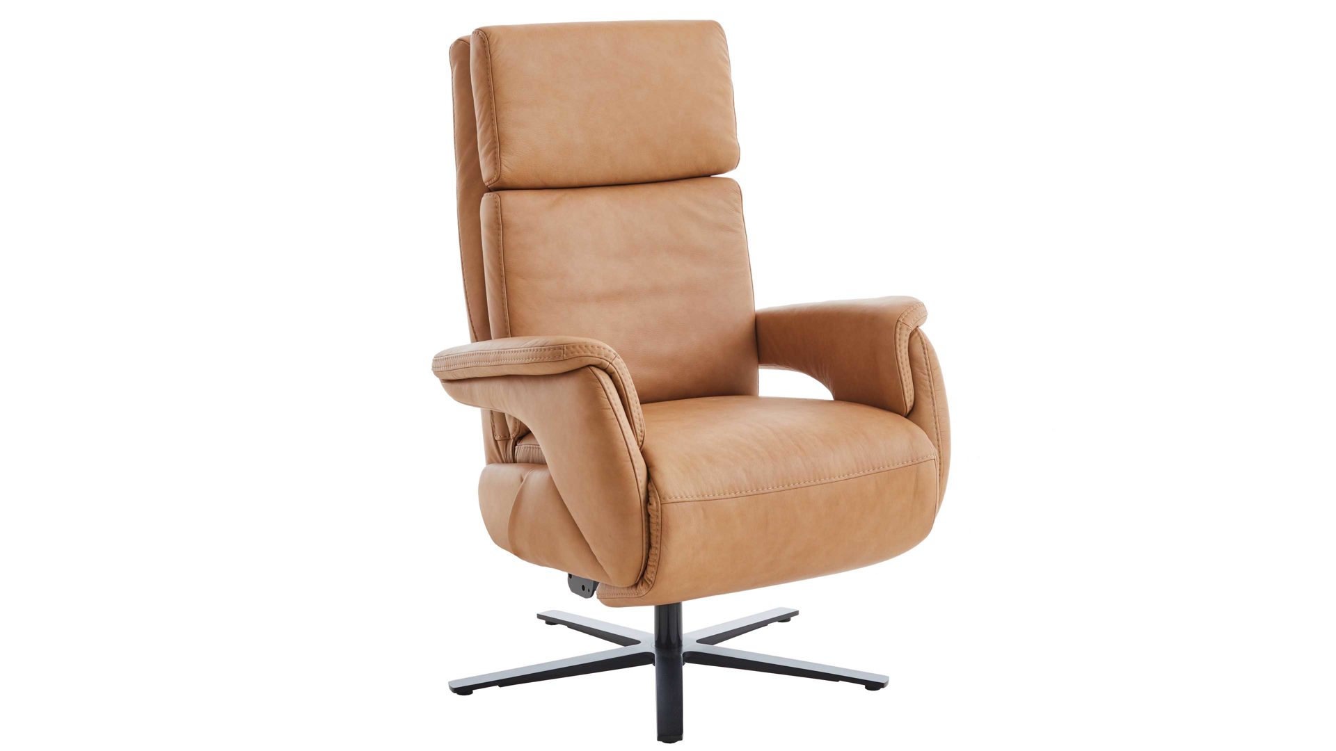 Relaxsessel OrthoSedis aus Leder in Hellbraun Polsterprogramm OrthoSedis 6.0 - Relaxsessel honigfarbenes Leder Punch & schwarzer Sternfuß - Ergonomie M2