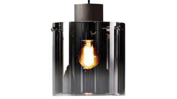 Pendelleuchte Brilliant aus Glas in Dunkelgrau Brilliant Pendelleuchte Beth Kaffee & Rauch - Breite ca. 20 cm