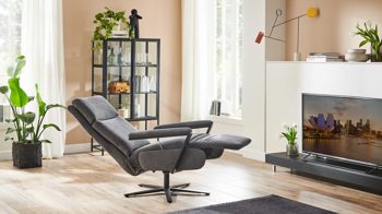 Relaxsessel OrthoSedis aus Stoff in Anthrazit Polsterprogramm OrthoSedis 4.0 - Relaxsessel L3 anthrazitfarbener Stoffbezug Sofia clean & schwarzer Sternfuß