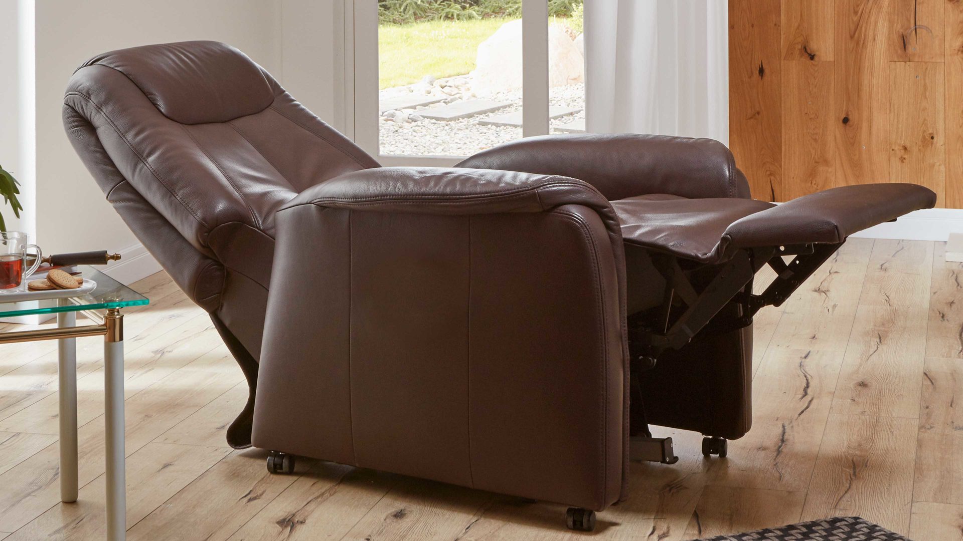 Fernsehsessel OrthoSedis aus Leder in Dunkelbraun OrthoSedis OS-HU1026 - TV-Sessel manuell - braunes Leder Torro