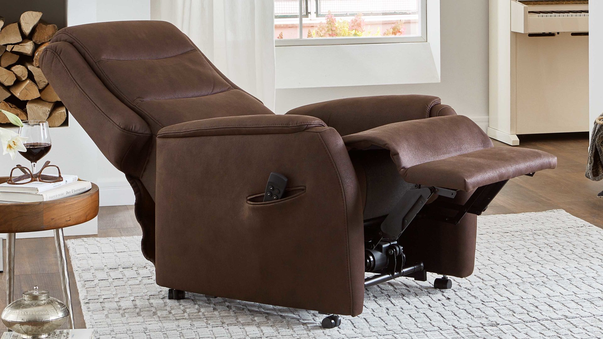 Fernsehsessel OrthoSedis aus Leder in Braun OrthoSedis OS-HU1111 - TV-Sessel A8 motorisch - schokofarbenes Leder Torro