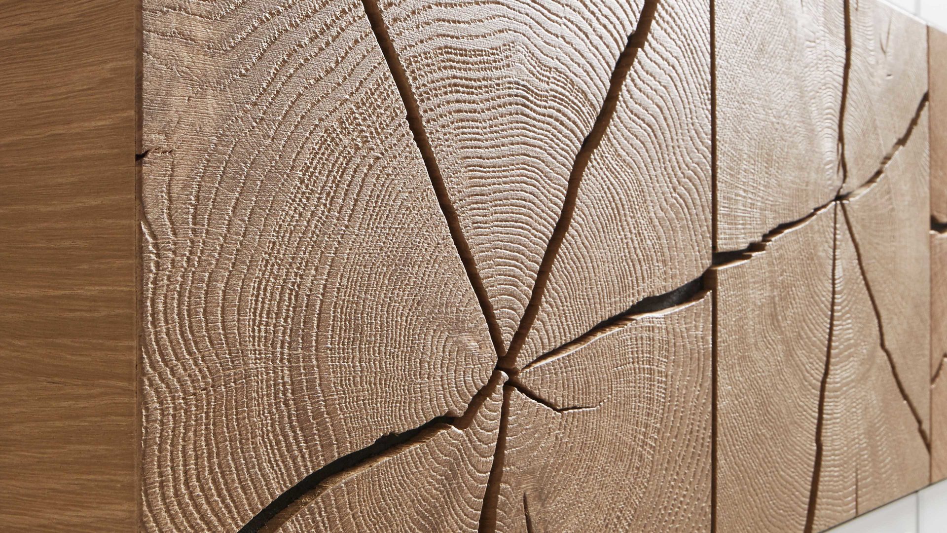 Lowboard Hartmann aus Holz in Weiß hartmann Serie Caya - Lowboard weißes Mattglas & Kerneiche – Länge ca. 204 cm