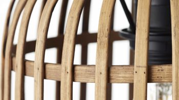 Pendelleuchte Brilliant aus Geflecht in Hellbraun Brilliant Pendelleuchte Woodrow hellbrauner Bambus - Breite ca. 21 cm