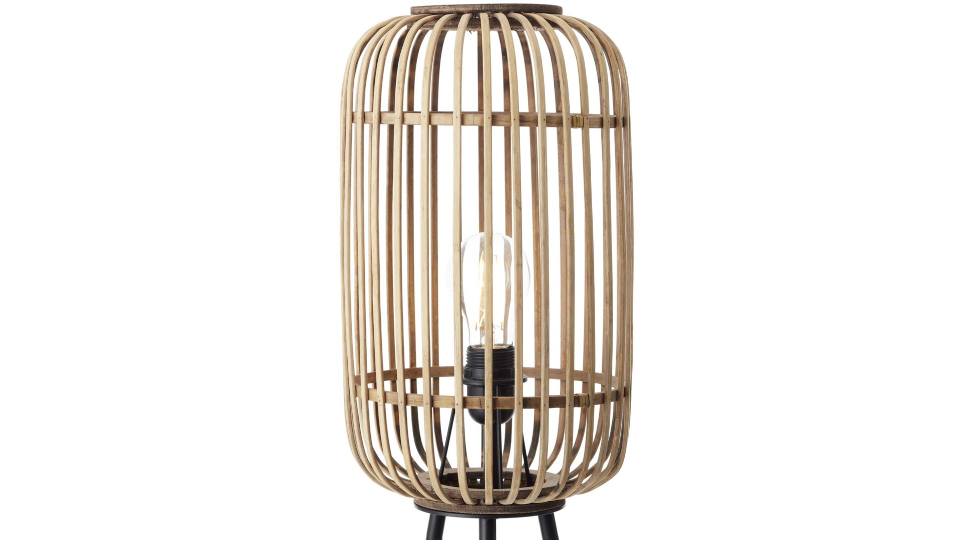 Stehleuchte Brilliant aus Geflecht in Hellbraun Brilliant Stehleuchte Woodrow hellbrauner Bambus & Metall  - Höhe ca. 130 cm