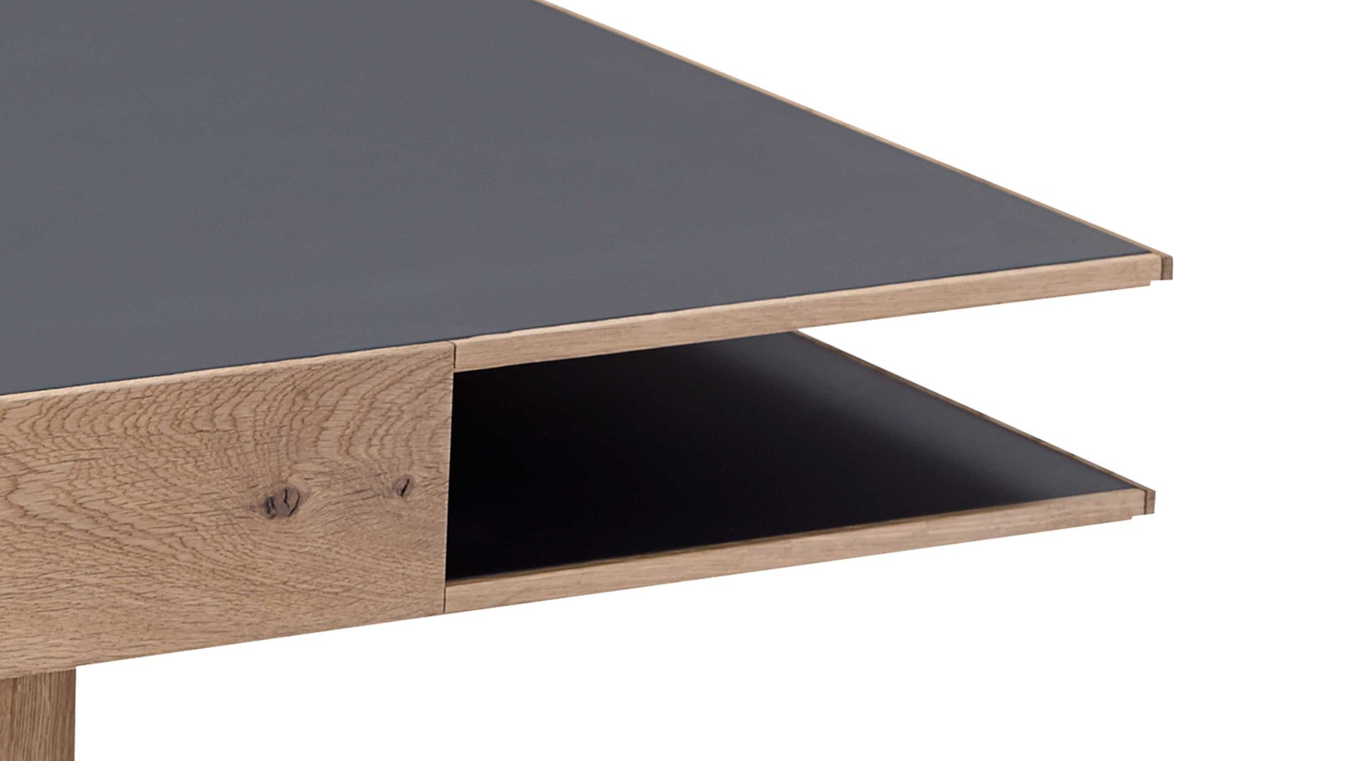 Couchtisch Hartmann aus Holz in Anthrazit hartmann Serie Caya - Couchtisch bzw. Sofatisch anthrazitfarbenes Mattglas & Kerneiche – ca. 105 x 75 cm