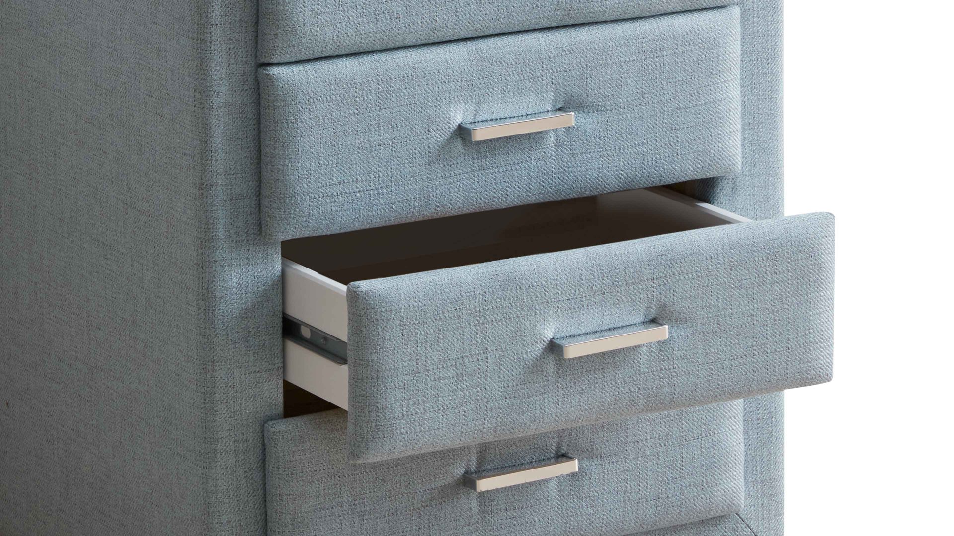 Nachtkommode comfortmaster besser sitzen, liegen, leben aus Stoff in Hellblau Comfortmaster OC-PB21004 - Nachtkommode 43 eisblaues Flachgewebe Fobos 377307 – vier Schubladen