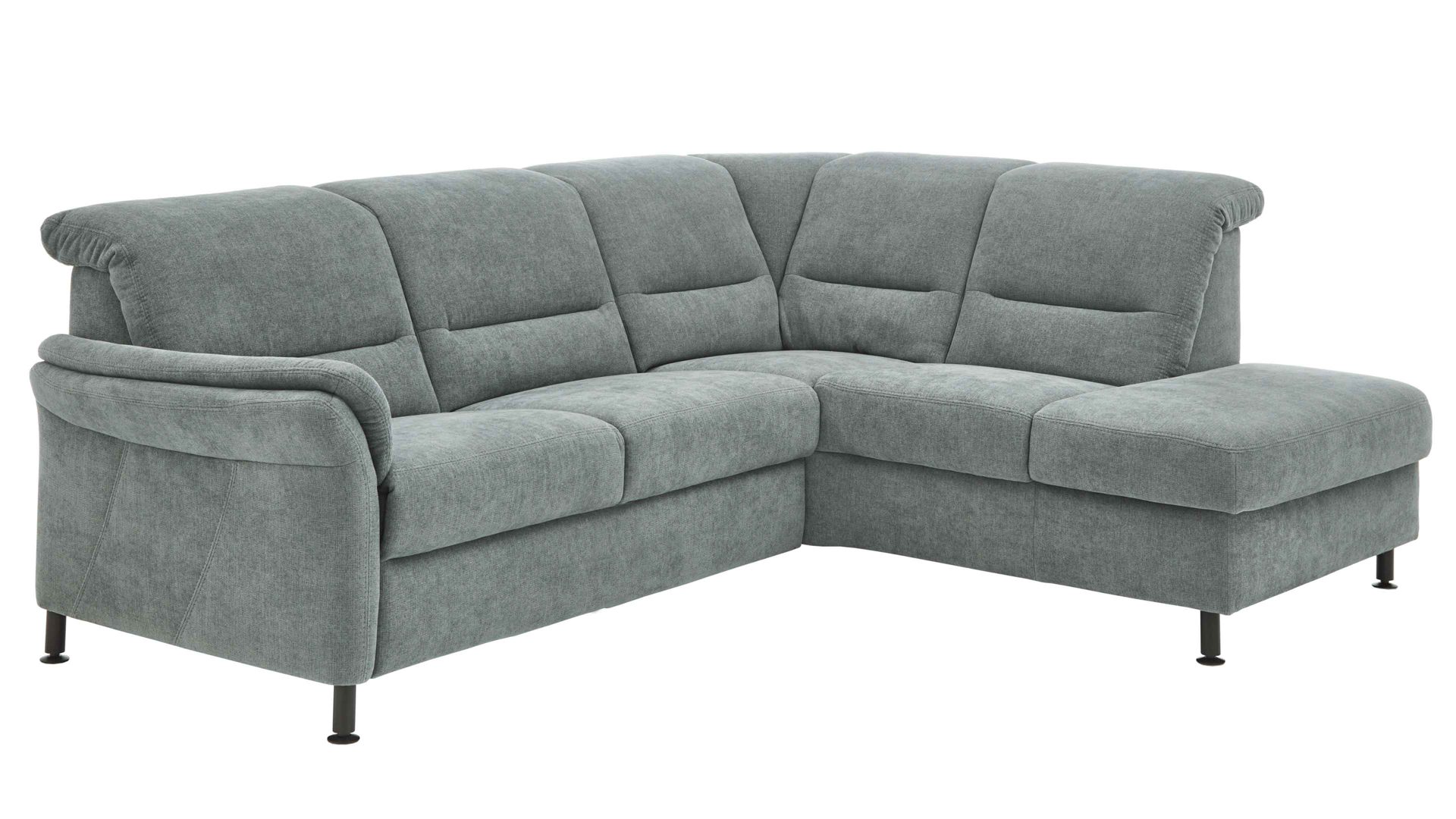 Ecksofa modulmaster aus Stoff in Hellblau Modulmaster MM-ZE1148 - Ecksofa stahlfarbener Bezug Milano & Fuß Z002-M01 - Stellfläche ca. 254 x 209 cm