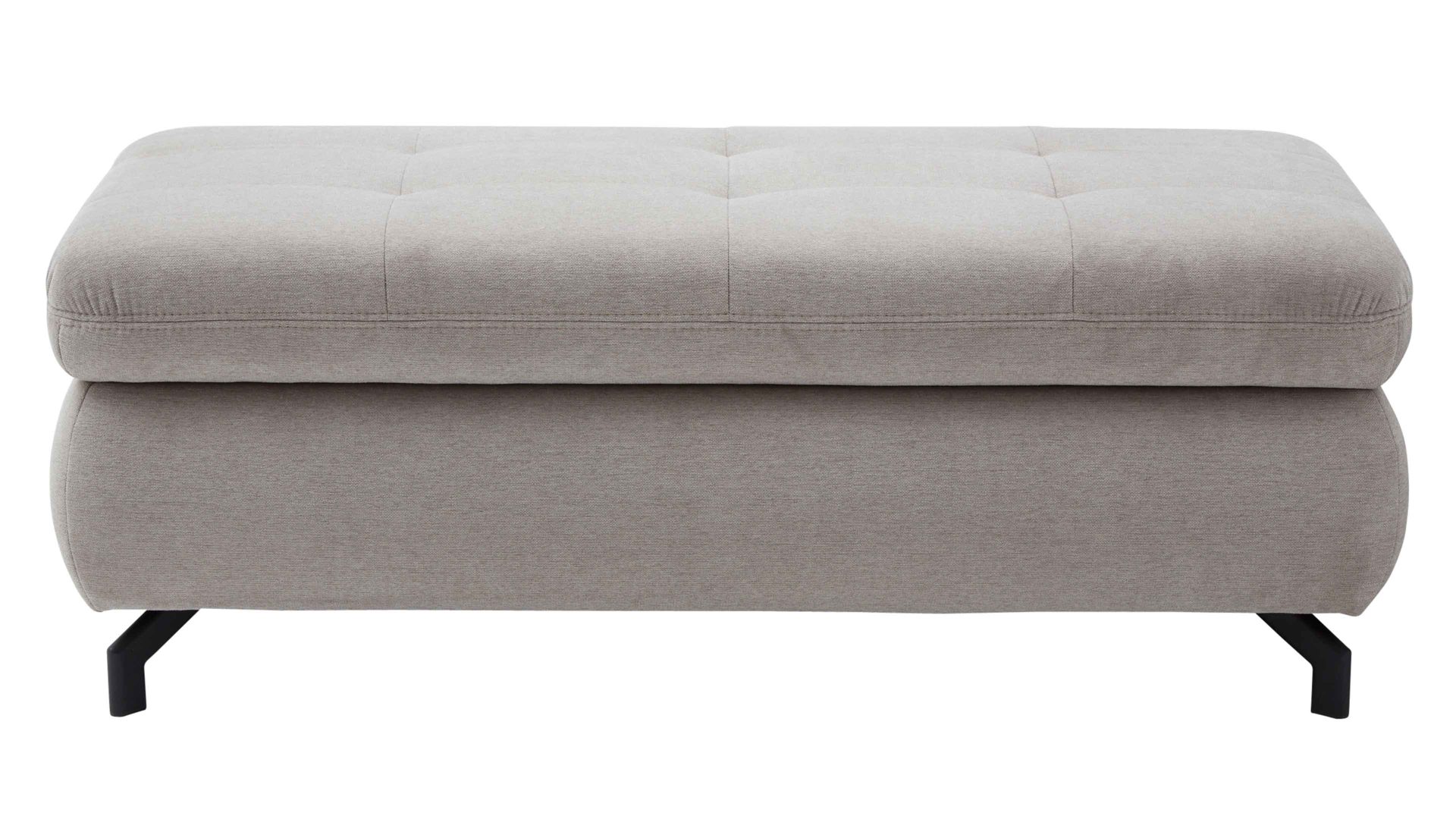 Funktionshocker modulmaster aus Stoff in Hellgrau Modulmaster MM-MP1109 - XXL-Funktionsocker granitfarbene Chenille Nemo & schwarze Metallfüße - ca. 129 x 64 cm