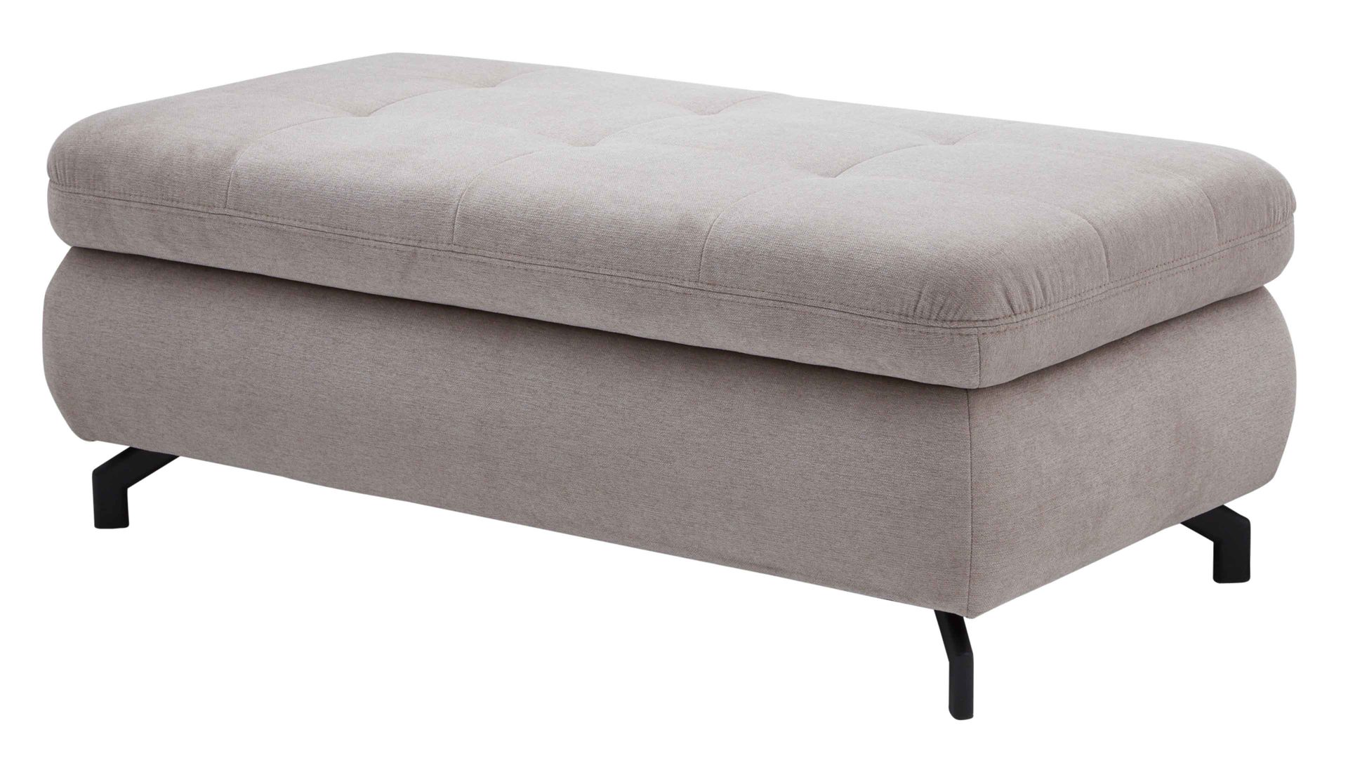 Funktionshocker modulmaster aus Stoff in Hellgrau Modulmaster MM-MP1109 - XXL-Funktionsocker granitfarbene Chenille Nemo & schwarze Metallfüße - ca. 129 x 64 cm