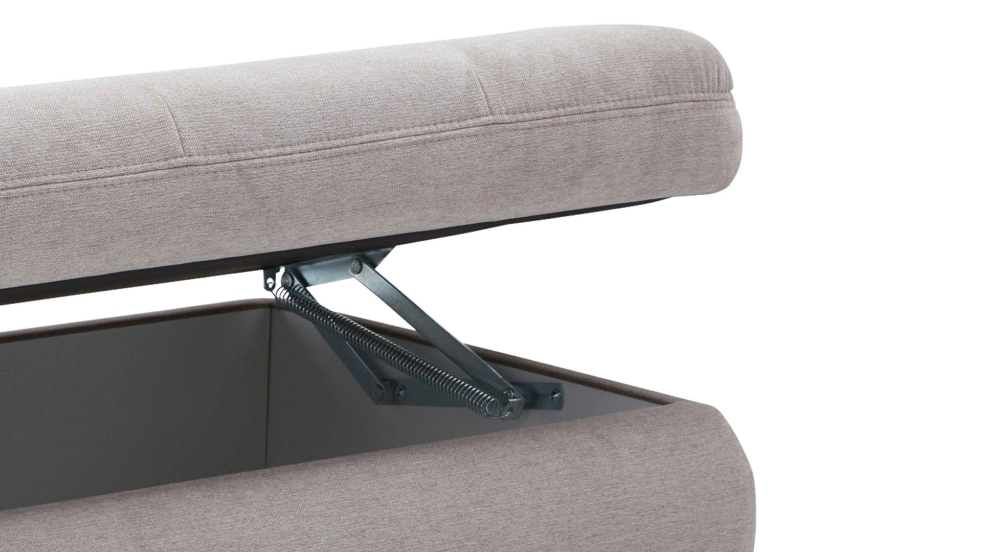 Funktionshocker modulmaster aus Stoff in Hellgrau Modulmaster MM-MP1109 - XXL-Funktionsocker granitfarbene Chenille Nemo & schwarze Metallfüße - ca. 129 x 64 cm