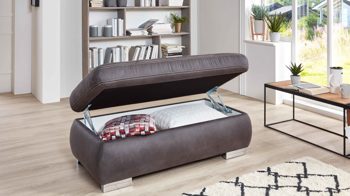 Funktionshocker modulmaster aus Stoff in Anthrazit Modulmaster MM-MP1061 - XXL-Funktionshocker anthrazitfarbene Mikrofaser Saddle & glänzende Metallfüße - ca. 129 x 64 cm