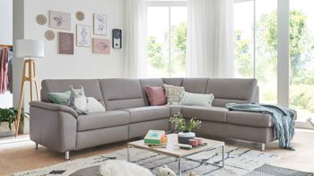 Ecksofa modulmaster aus Leder in Grau Modulmaster MM-PN1102 - Ecksofa granitfarbenes Leder Torro & Alufüße - Stellfläche ca. 264 x 249 cm