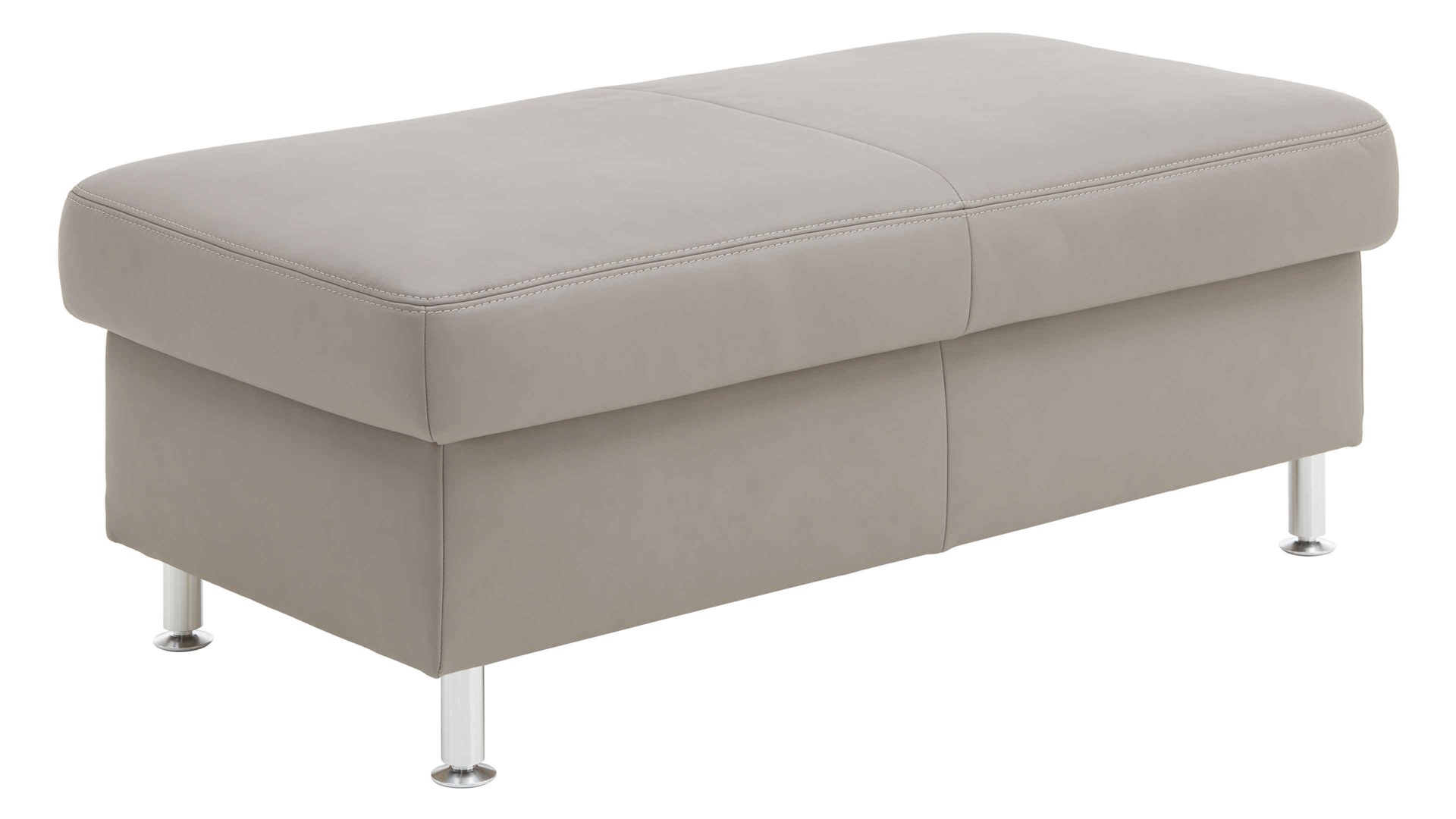 Polsterhocker modulmaster aus Leder in Grau Modulmaster MM-PN1102 - XXL-Hocker granitfarbenes Leder Torro & Alufüße - ca. 130 x 65 cm