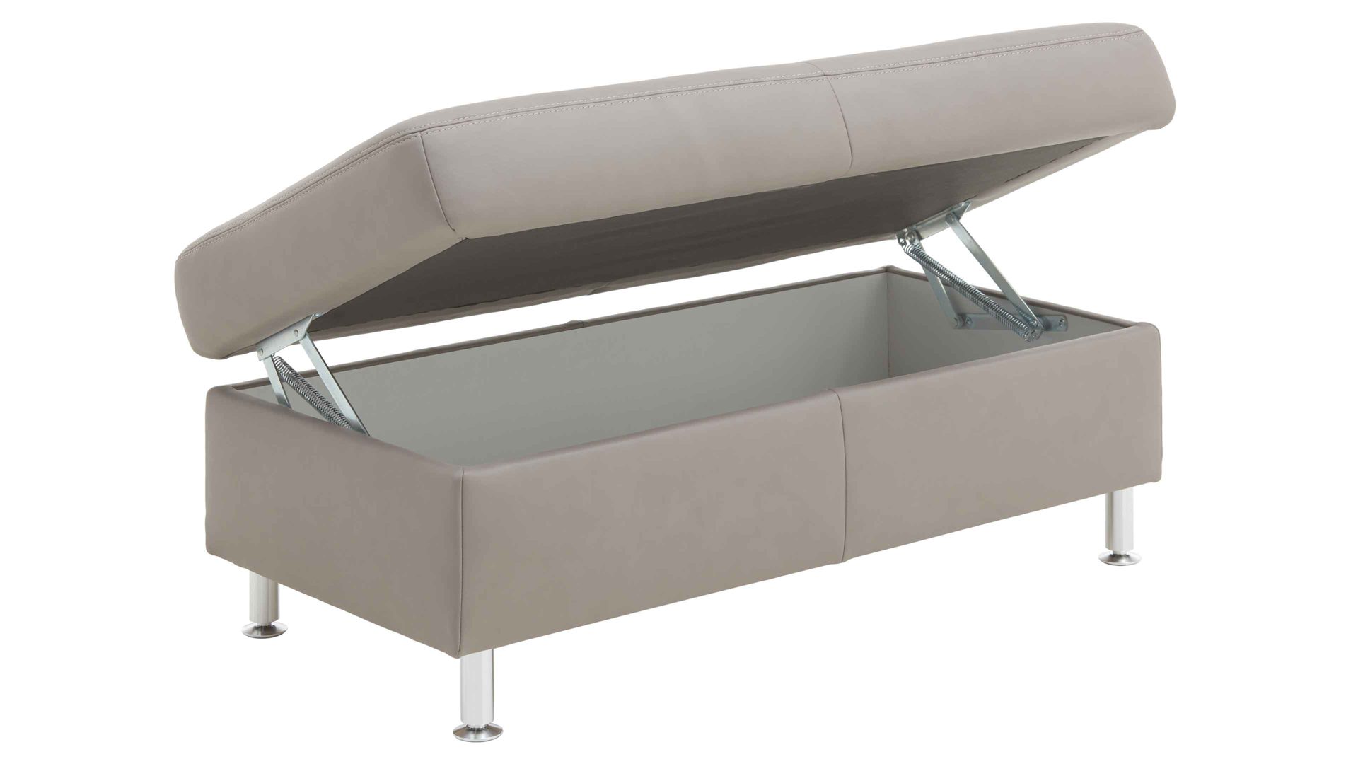 Funktionshocker modulmaster aus Leder in Grau Modulmaster MM-PN1102 - XXL-Funktionsocker granitfarbenes Leder Torro & Alufüße - ca. 130 x 65 cm