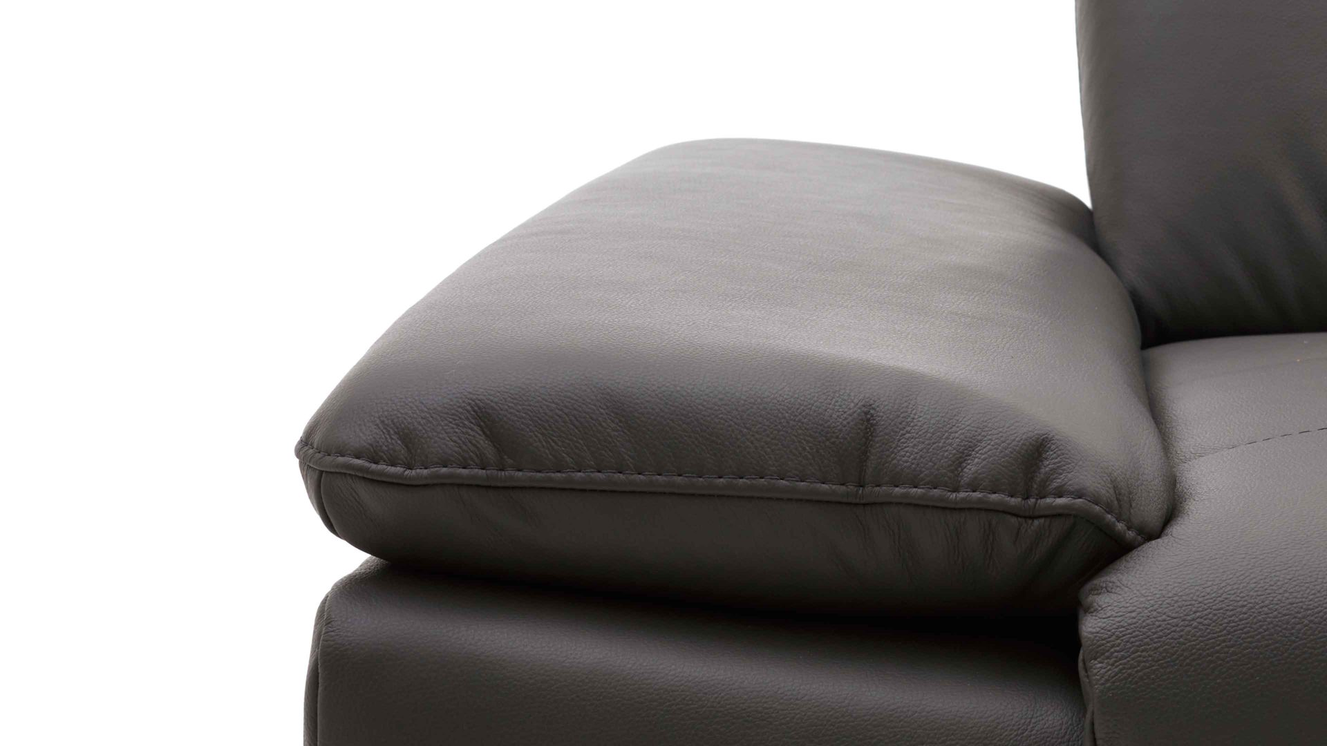 Ecksofa modulmaster aus Leder in Dunkelgrau Modulmaster MM-PN1078 - Ecksofa graues Leder Torro &amp; glänzende Winkelfüße - Stellfläche ca. 283 x 211 cm