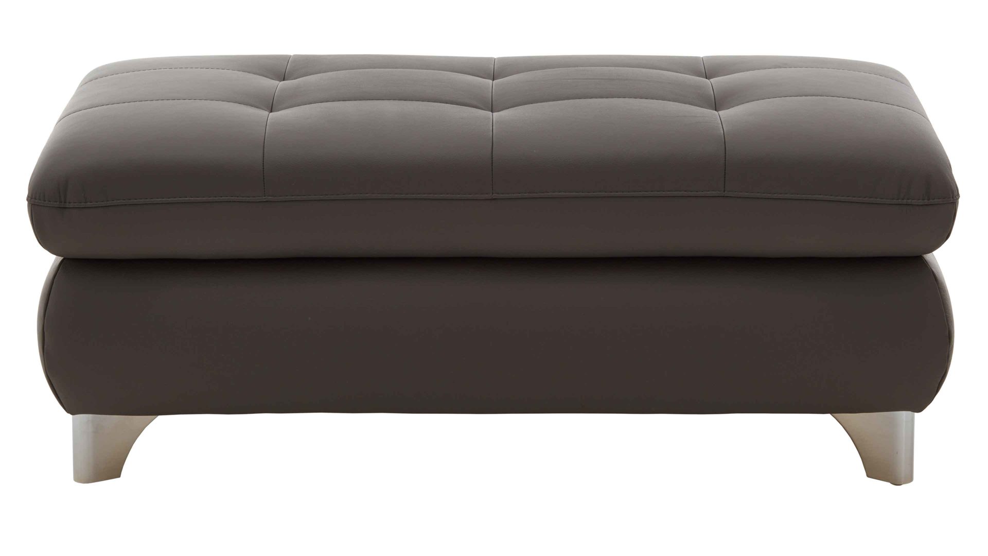 Polsterhocker modulmaster aus Leder in Dunkelgrau Modulmaster MM-PN1078 - XXL-Hocker graues Leder Torro & glänzende Winkelfüße - ca. 129 x 64 cm