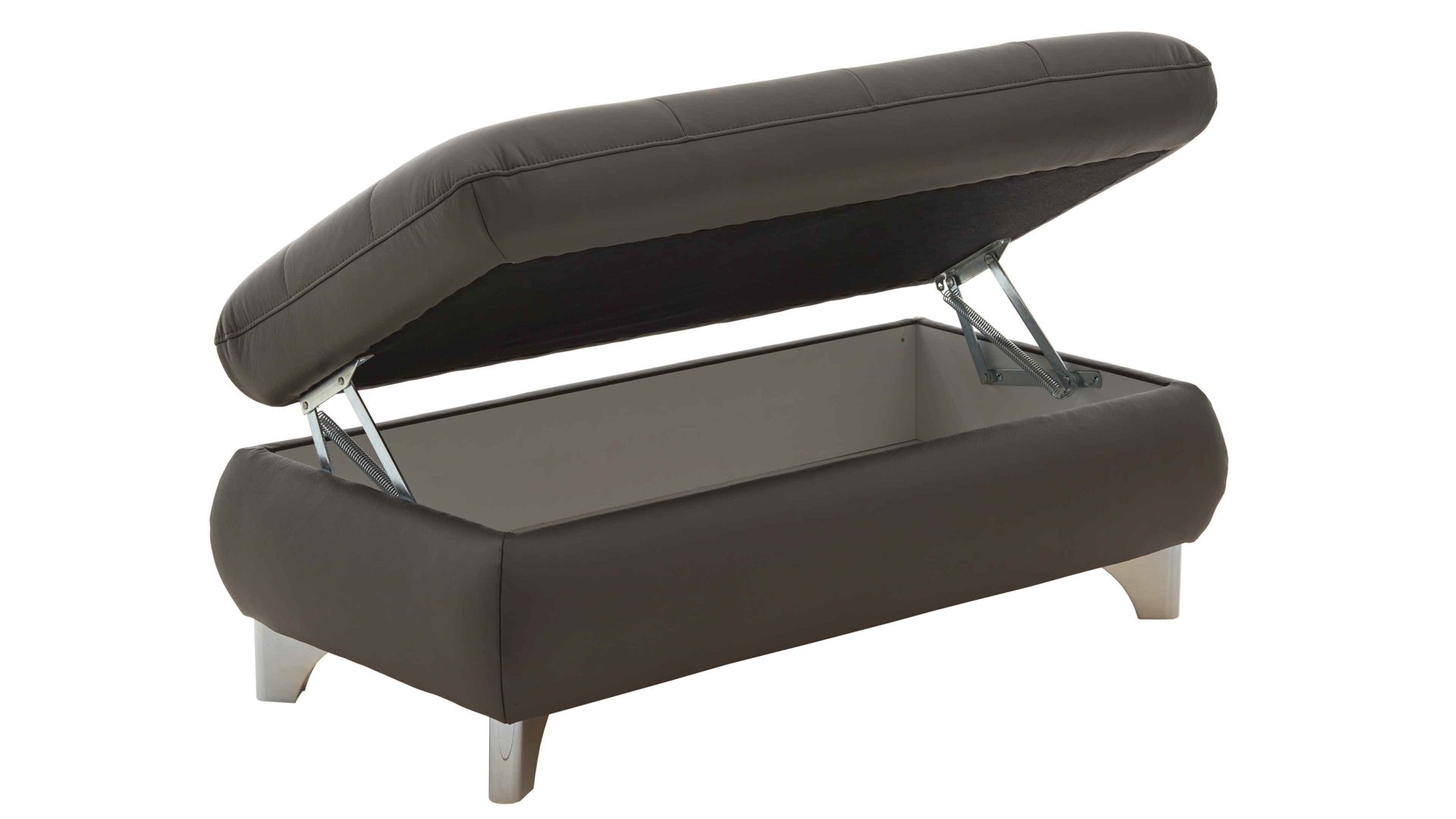 Funktionshocker modulmaster aus Leder in Dunkelgrau Modulmaster MM-PN1078 - XXL-Funktionsocker graues Leder Torro & glänzende Winkelfüße - ca. 129 x 64 cm