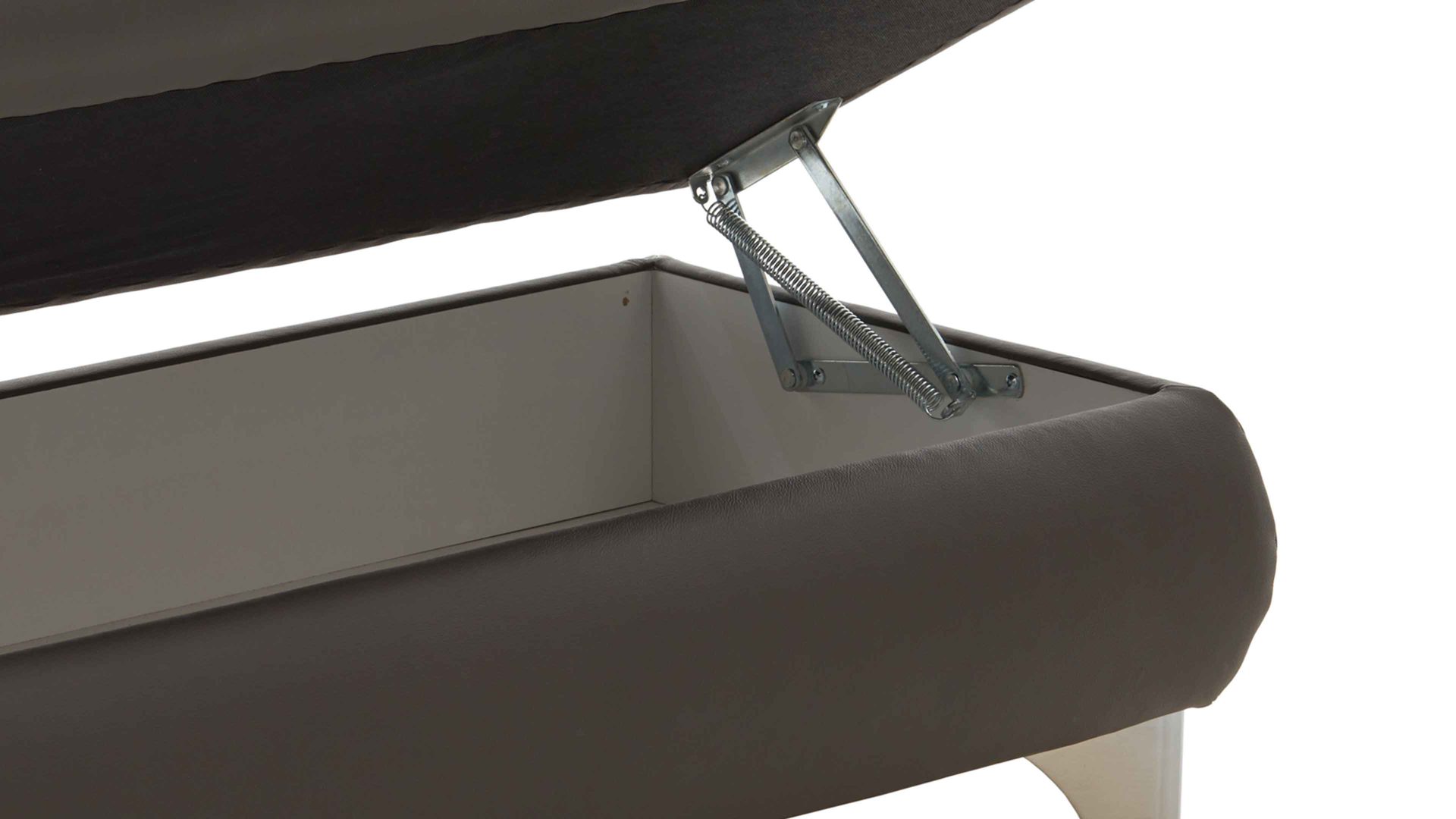 Funktionshocker modulmaster aus Leder in Dunkelgrau Modulmaster MM-PN1078 - XXL-Funktionsocker graues Leder Torro & glänzende Winkelfüße - ca. 129 x 64 cm