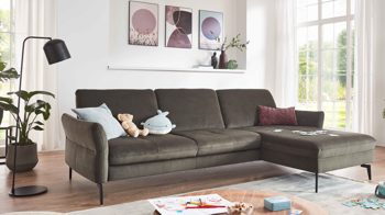 Ecksofa modulmaster aus Stoff in Dunkelgrün Modulmaster MM-ZE1156 - Ecksofa olivgrüne Wirkware Salsa & schwarze Metallfüße - Stellfläche ca. 280 x 179 cm