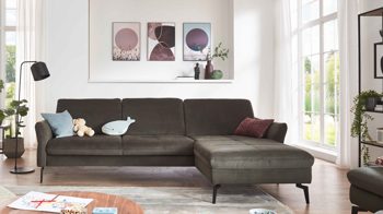 Ecksofa modulmaster aus Stoff in Dunkelgrün Modulmaster MM-ZE1156 - Ecksofa olivgrüne Wirkware Salsa & schwarze Metallfüße - Stellfläche ca. 254 x 179 cm