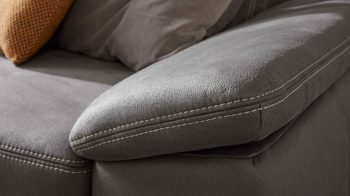 Ecksofa modulmaster aus Stoff in Anthrazit Modulmaster MM-ZE1147 - Ecksofa anthrazitfarbener Stoffbezug Deluxe & schwarze Metallfüße - Stellfläche ca. 266 x 227 cm