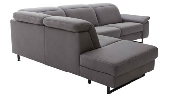 Ecksofa modulmaster aus Stoff in Anthrazit Modulmaster MM-ZE1147 - Ecksofa anthrazitfarbener Stoffbezug Deluxe & schwarze Metallfüße - Stellfläche ca. 266 x 227 cm
